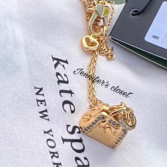 KATE SPADE Hit The Town Knott Crystal Purse Pendant Necklace. NWT - Picture 5 of 8